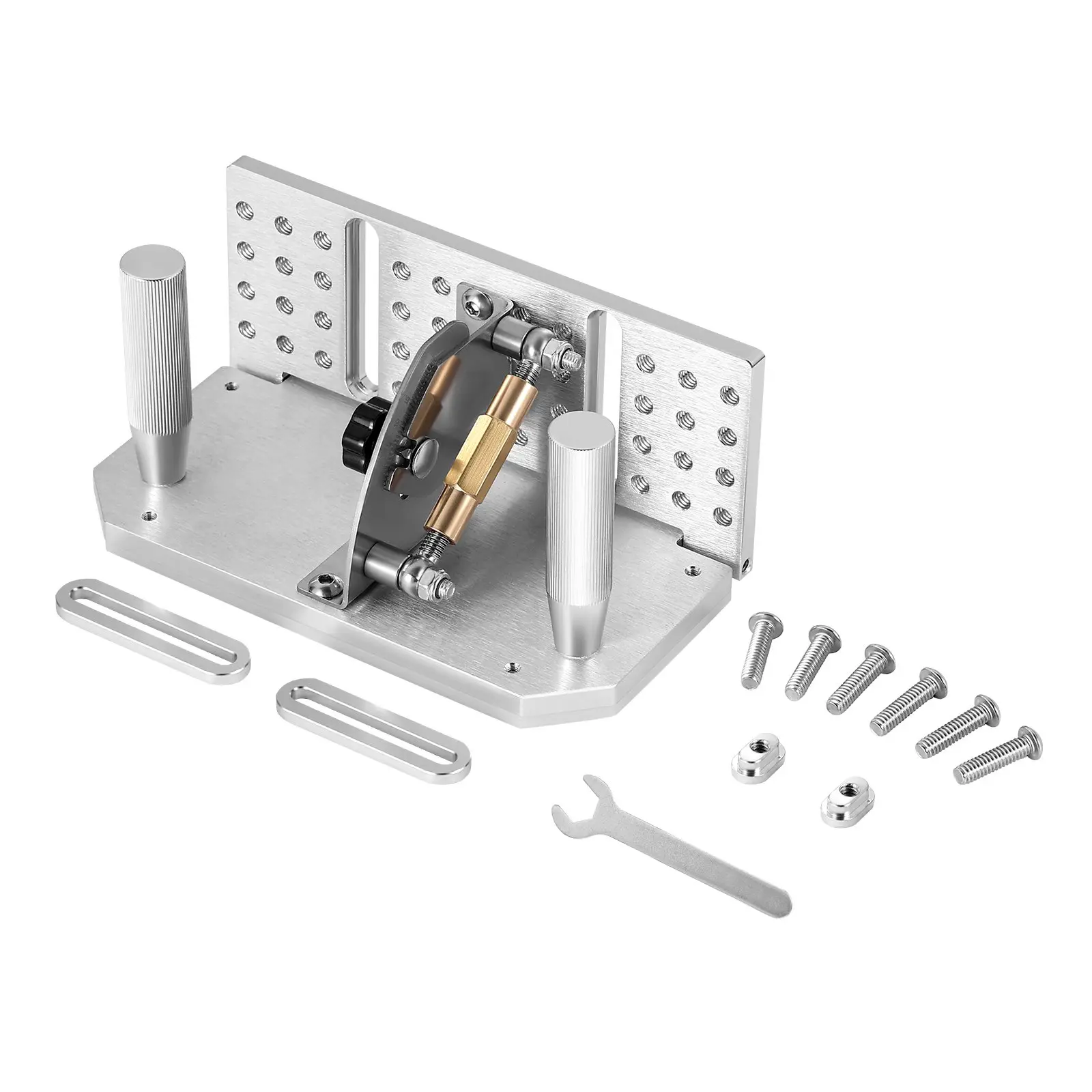 【Summerfinds】VEVOR Belt Grinder Knife Jig, 85-115° Adjustable Durable Lightweight Aluminium Sharpening Tool, 7.68 * 3.94 * 3.35 In Ergonomic Dual-Handle Locator, for Kitchen Knives, Blades, Bench Grinders