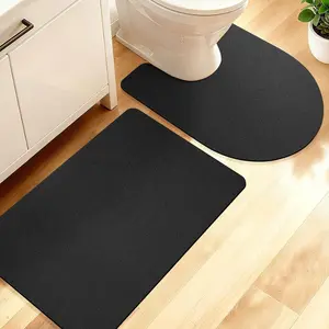 Non Slip Bath Mat, Thin Rugs Fit Door, Quick Dry Bath Mats, Machine Washable Bath Rugs for, &, &, Black//2 Piece