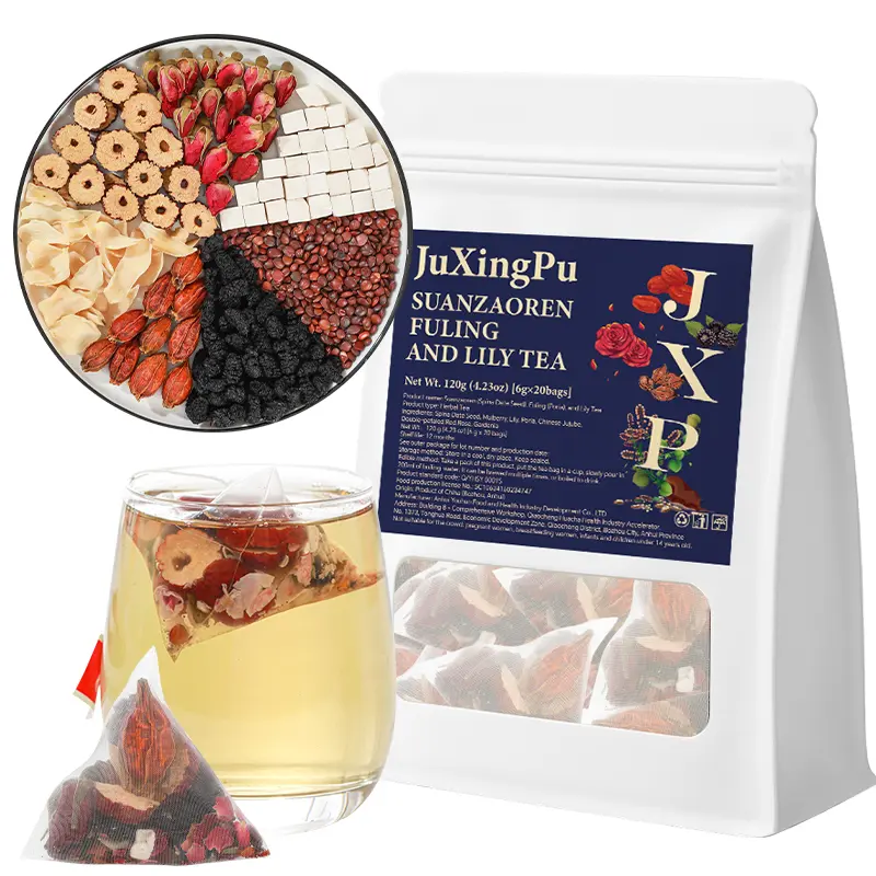 Herblight Calming Night Herbal Tea Sleep Support & Stress Relief for Sleep & Relaxation - Spina Date Seed, Lily, Poria, Rose - Caffeine-Free Stress Relief, 20 Tea Bags (4.23oz) Beverage from China