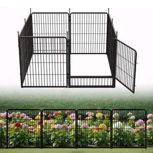 Cozy Castle Garden Fence with Gate 32" 6/8/12/16/24 Panels, Heavy Duty Metal Animal Barrier Fence for Dogs, Easy No-Dig Setup, Dog Fence Outdoor for Yard, Black