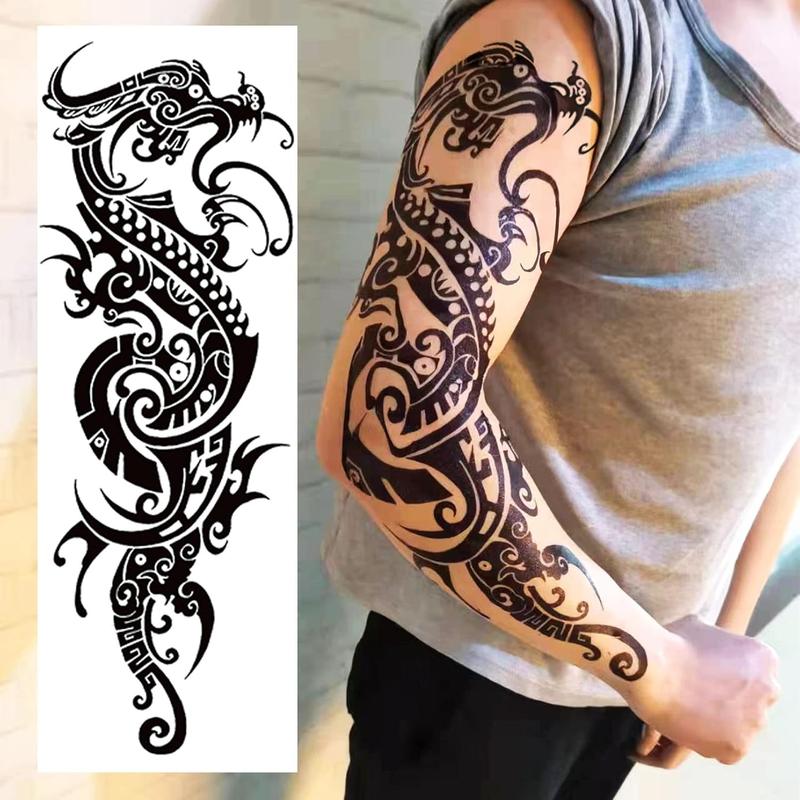 Temporary Sleeve Tattoo for Men and Women (L19“xW7”),Waterproof Realistic Fake Tattoos Long lasting，Halloween Full Arm Temporary Tattoos sticker tattoo sleeve rising sun tattoo