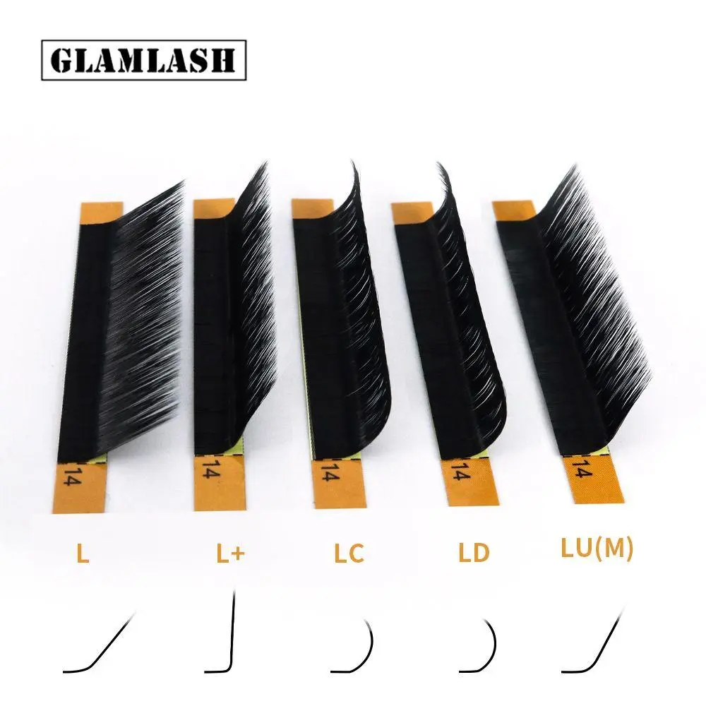 GLAMLASH L/L+/LC/LD/LU(M)/N curl 16Rows False Eyelash Extensions Mink Black Material 7-15mm Mixed Tray L curl Makeup Lashes 2026 New