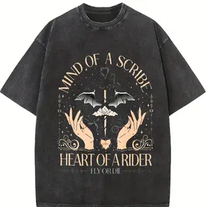 Eagle'S Soul, Fourth Wing T-Shirt | Dragon Knight Shirt | Basgat War Academy, 230G High-Quality Double-Sided Printed Wax Printed T-Shirt, Retro Washed, 100% Cotton