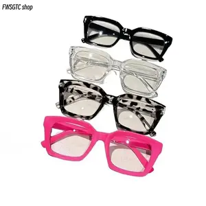 4-Pack Unisex Square Blue Light Blocking Glasses, Full Rim Flat Lens with Fully Transparent Sides, Premium Spring Hinge Solid Color Eyewear for Casual & Office Wear