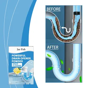 Jue Fish Home Drain Cleaner Powder, Kitchen Sink Pipe Clog Remover, Dissolving Dirt Cleaning Powder, Effective Plumbing Maintenance
