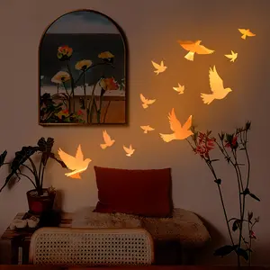 Large Glowing Bird Wall Stickers, 7.87x11.42 Inches, Bright PVC Self-Adhesive Removable Decorations for Bedroom & Living Room