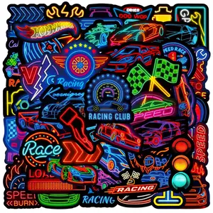 50 New Neon Racing Graffiti Stickers, Suitable for Laptops, Bumpers, Skateboards, Water Bottles, Computer Cases, Phone Cases, School Decorations, Etc. These Scratch-resistant Protective Decorative Stickers Are Suitable for Various Occasions.