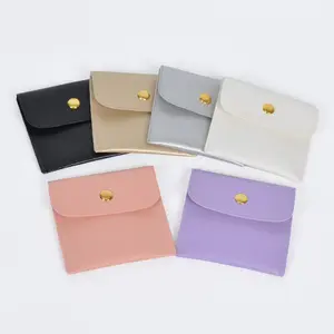 Artificial Leather Jewelry Bags, Button Closure Pouches for Rings, Necklaces & Charms, Multiple Colors, Perfect Storage Solution