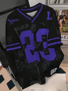 23 Butterfly Mesh Baseball Jersey - TikTokShopBlackFriday Deals FallFashion, Trendy Streetwear Top, Retro Athletic Graphic & Breathable Fabric, Stylish Casual Outfit, Versatile Daily Wear Essential, Viral TikTokShopFallDealsForYou Pick