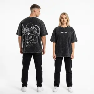 Arise Sung Jin Woo - Solo Leveling Anime Double Printed Oversize Lightweight Acid Washed Graphic Tee, Gift For Anime Fan