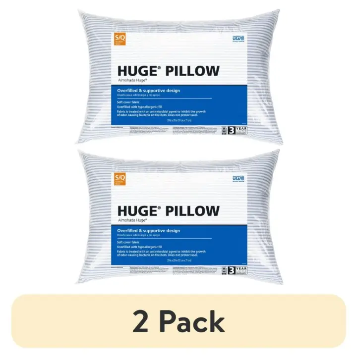 (2 pack) Comfort Overstuffed Bed Pillow, Standard/Queen
