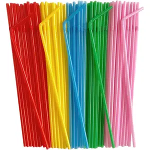 [200 Count] Disposable Flexible Plastic  Straws Colorful Drinking Straws 9.45" Long - Assorted Colors (200, Colored straw)