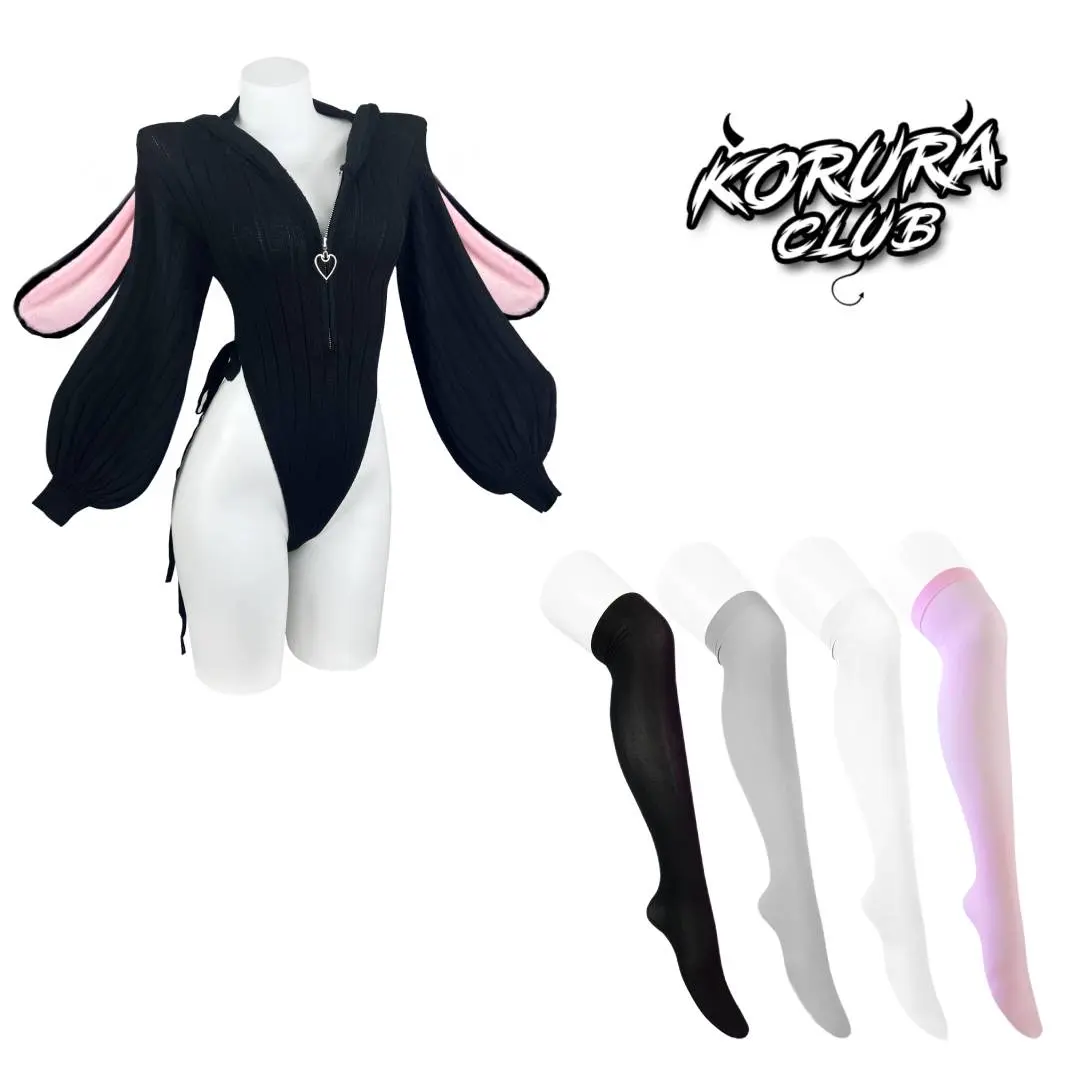 KORURACLUB Bunny Suit + 4-Piece Thigh-High Stockings Anime Cosplay