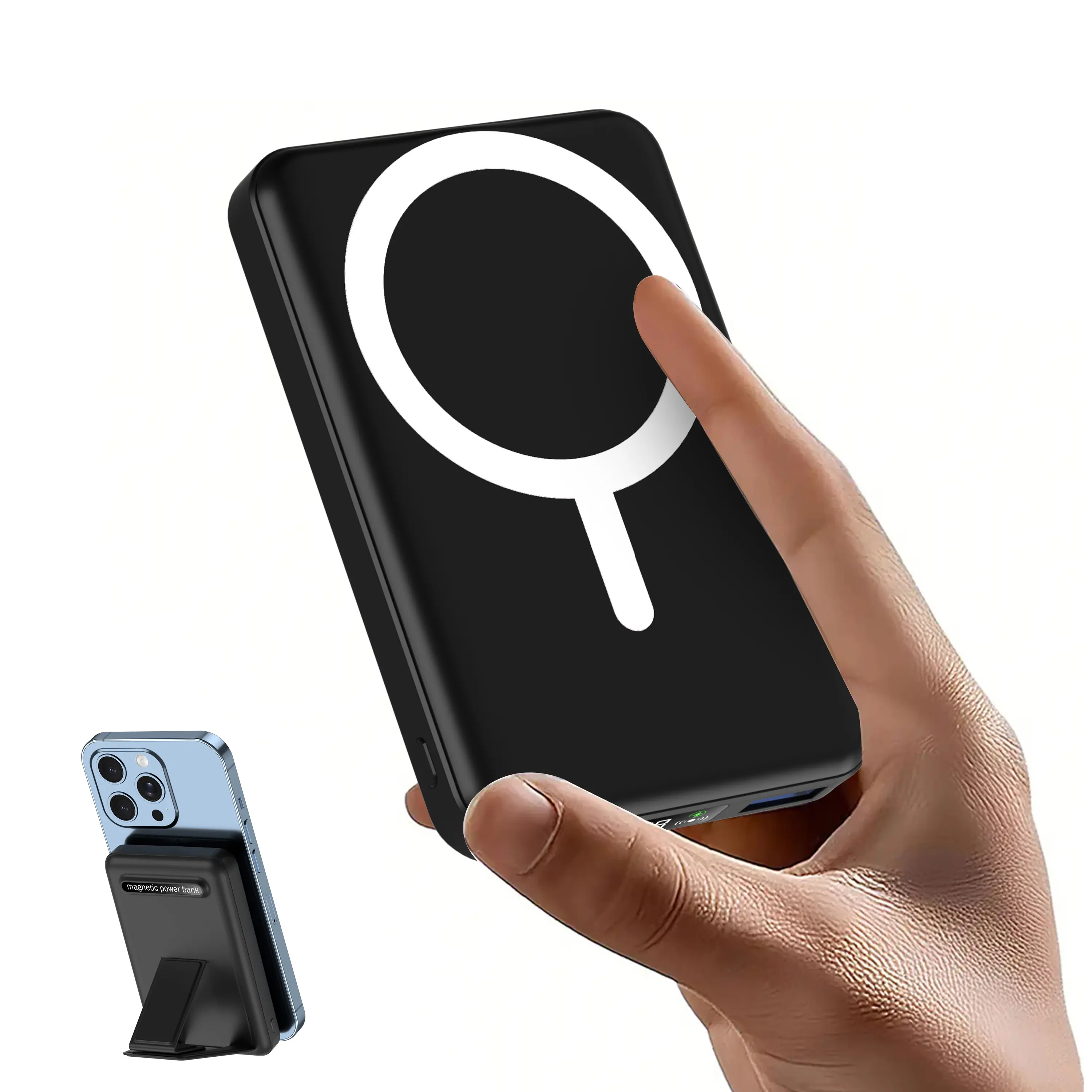 Portable Charger Power Bank, Magnetic Power Bank Portable Chargers 10000mAh Magnetic Power Bank – Portable Charger with Foldable Stand, LED Digital Display, Charge iPhone & Android Devices Simultaneously fathersdaygift,summerwins