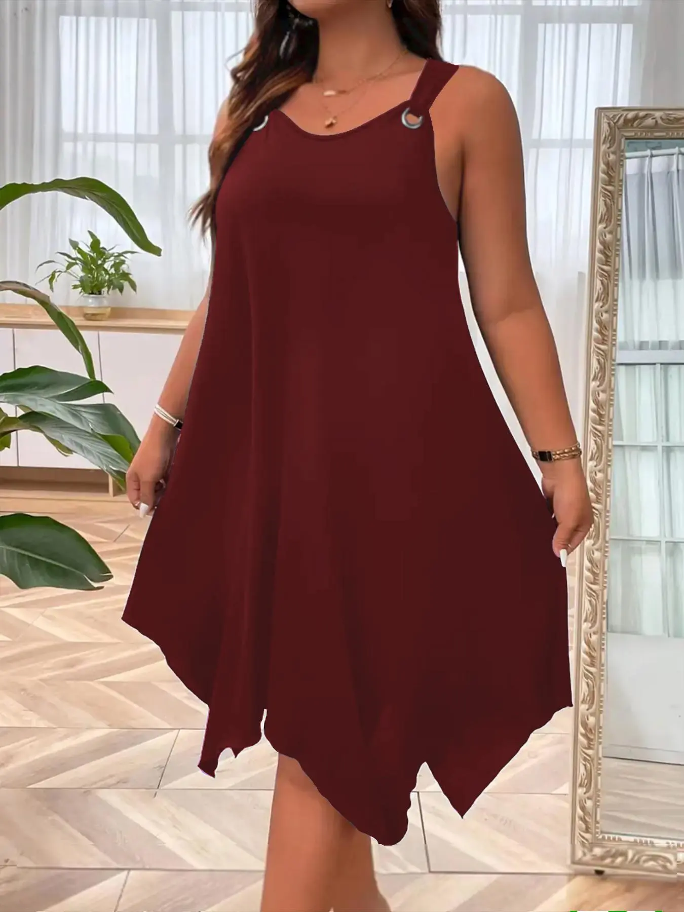 fitted lace wedding dress Wholesale Plus Size Solid Hue Tank Maxi Dress Burgundy for Sale