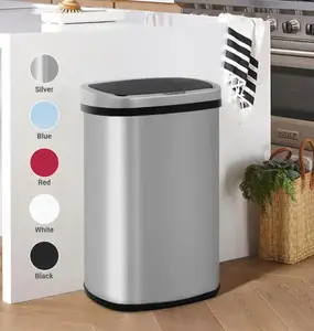 Motion Sensor 13 Gallon 50L Stainless Steel Slim Trash Can by Furniture of A, Touchless Automatic Kitchen Garbage Bin with Odor Control