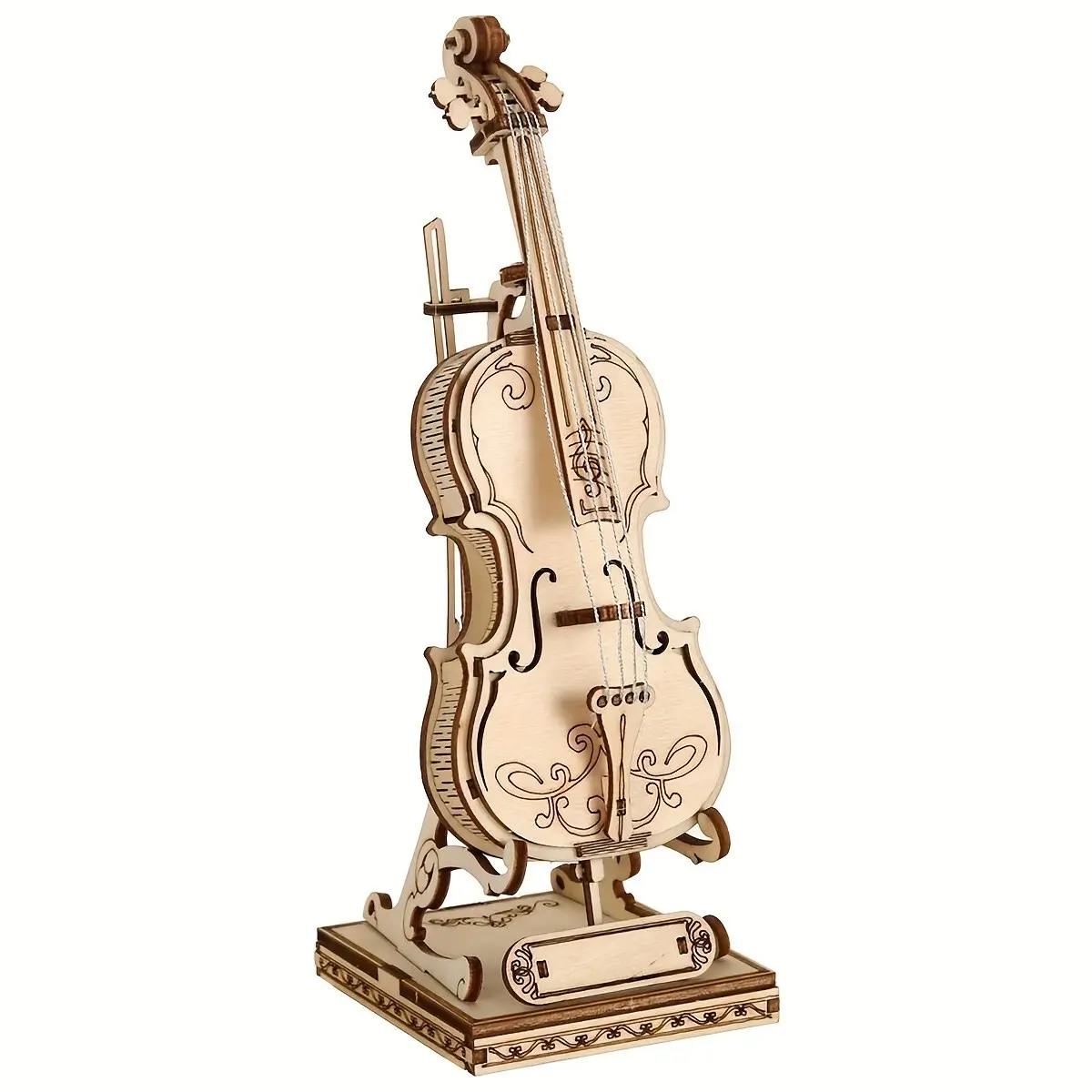 3D Wooden Puzzle, DIY Violin Model Decoration, Laser Cut Assembly Kit, Brain Teaser Puzzle, Creative Craft Project, Fun Educational Toy, Wood Puzzles