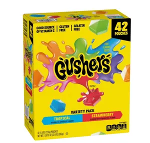 Gushers Strawberry & Tropical Variety Pack Snacks 0.8 oz 42 pk Good Source of Vitamin C Gluten Free Gelatin Free