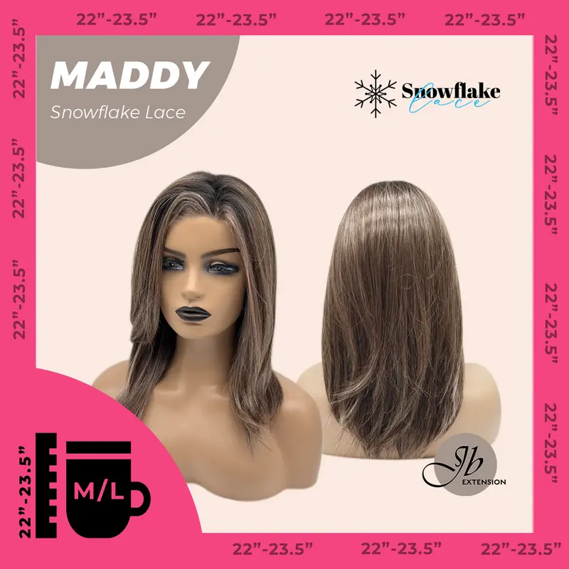 JBEXTENSION 18 Inches Pine Cones Pre-Cut Snowflake Lace Frontlace Glueless Wig MADDY SNOWFLAKE【PERMATEASE】【BENDY EAR TABS】- M/L
