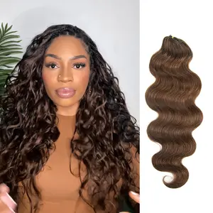 YWIGS Brown Crochet Human Hair for Mircale Knots Boho Braids #4, #30 Crochet Hair Pre-Separated Body Wave Human Crochet Hair Color 4, Color 30