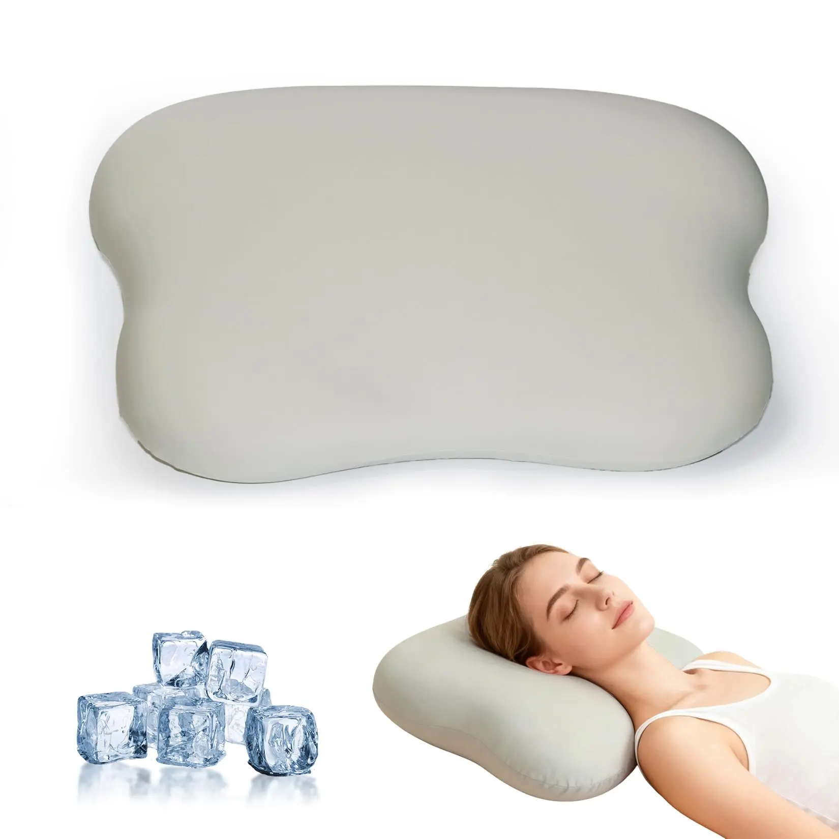 Cervical Neck Pillow for Neck & Shoulder Pain Relief, Cooling Ergonomic Memory Foam Pillow, Orthopedic Support Cushion for Side, Back & Stomach Sleepers – Grey