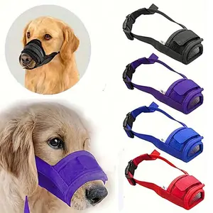 Soft Mesh Dog Muzzle for Small Medium Large Dogs Chihuahua Poodle Husky Labrador Retriever Breathable Mouth Guard for Biting Chewing Grooming Allow Panting Drinking Pink Polyester