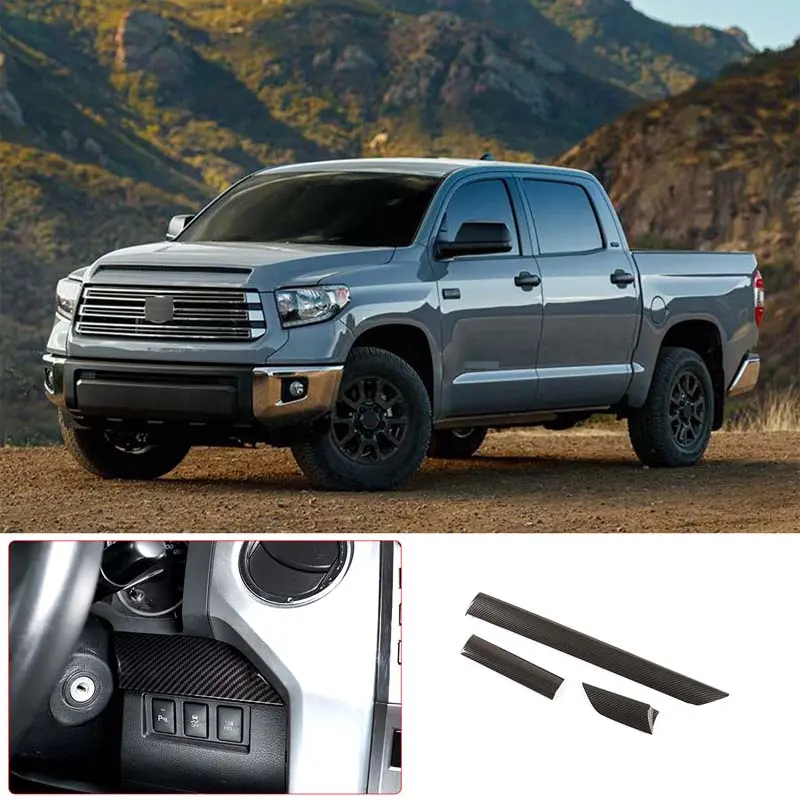 3-piece set of ABS carbon fiber texture car center console panel (left peptide) for 2014-2021 Toyota Tundra