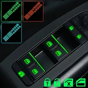 18pcs Car Window Control Button Luminous Stickers - Auto Interior Glow-In-The-Dark Waterproof Decals
