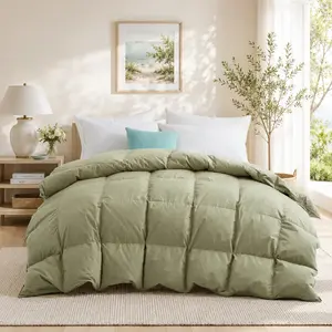 PEACE NEST King Size Goose Feather All Season Comforter - 100% Cotton 300TC Cover, Hotel Quality Bedding, Ultra Soft Fluffy Warm Cozy Luxurious Restful Bedroom Duvet