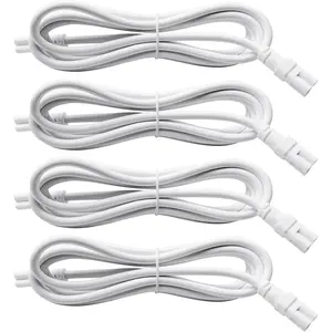 T5 T8 Tube Light Extension Cords 6.6FT, Female to Female Double end 3 Pin LED Tube Connector , Power Extension Wire for LED Integrated Single Fixture, Garage Light, Pack of 4