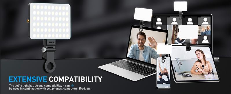 Selfie Light, Phone Light with Front & Back Clip, 60 LED Portable Light with 3 Light Modes, 3000mAh Rechargeable Video Light for Phone, iPhone, IPad, Laptop, Makeup, Live Stream, Vlog Selfie Light, Phone Light with Front & Back Clip, 60 LED Portable Light with 3 Light Modes, 3000mAh Rechargeable Video Light for Phone, iPhone, IPad, Laptop, Makeup, Live Stream, Vlog