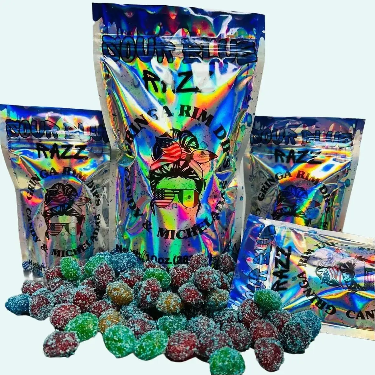Gringas extreme sour blue razz candy gushies