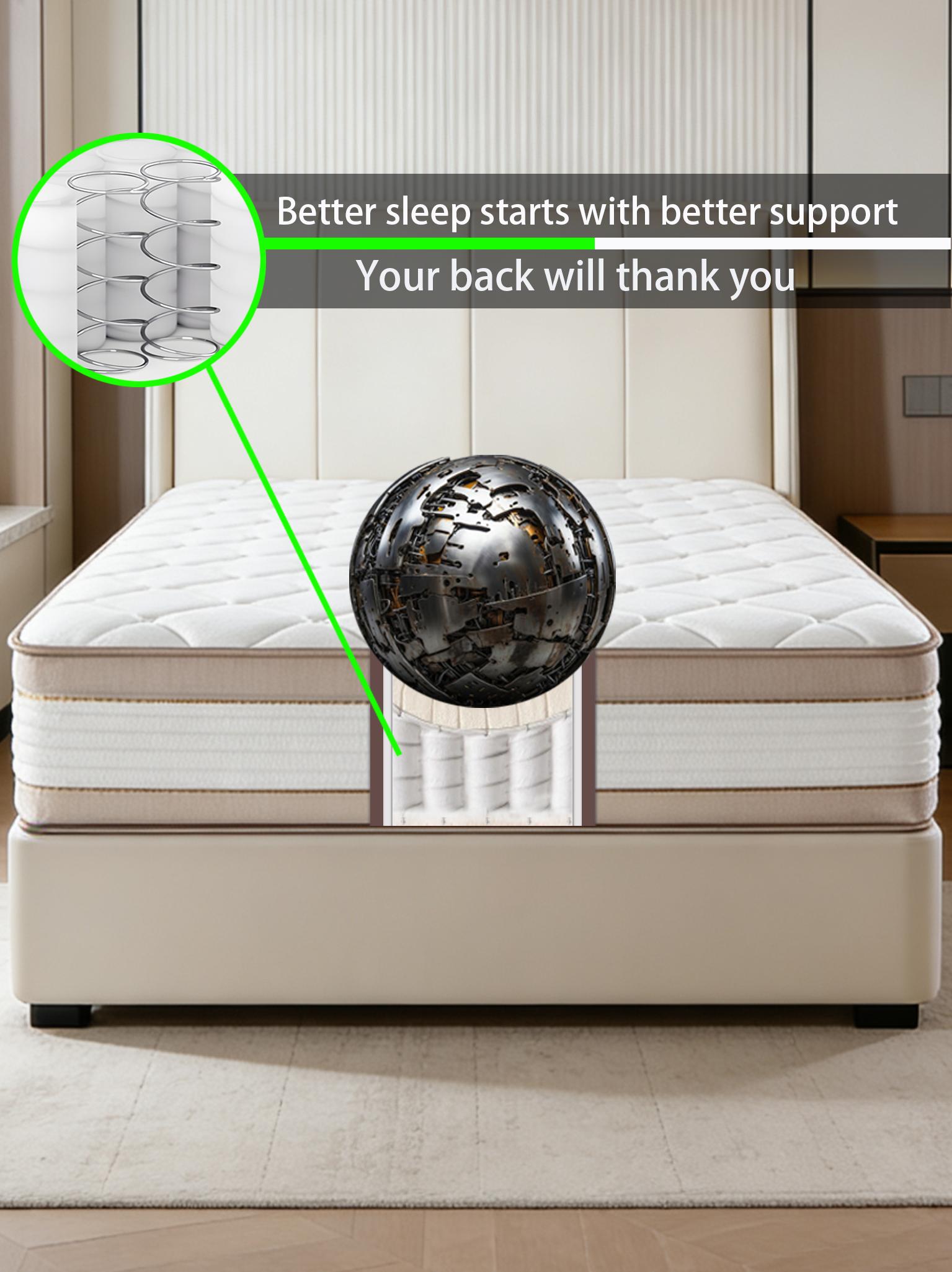 Luxury Medium Firm Pocket Spring Mattress | 2.2mm Strong Support Orthopedic Mattress | Motion Isolation No Partner Disturbance | Back Pain Relief | Breathable Durable Hotel Quality Bed in a Box