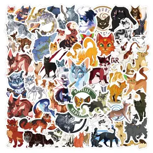 60 Cartoon Cat Warrior Stickers, Waterproof Decorative Stickers for Bullet Journals, Stationery, Water Bottles, Computers