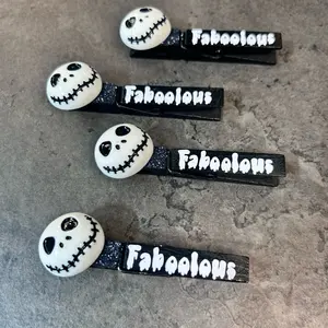 Faboolous Skeleton Halloween Sports Clips - Handmade Wooden Clothes Pins for clipping backpacks at Cheer, Softball, Basketball ,Soccer, Volleyball or any event!