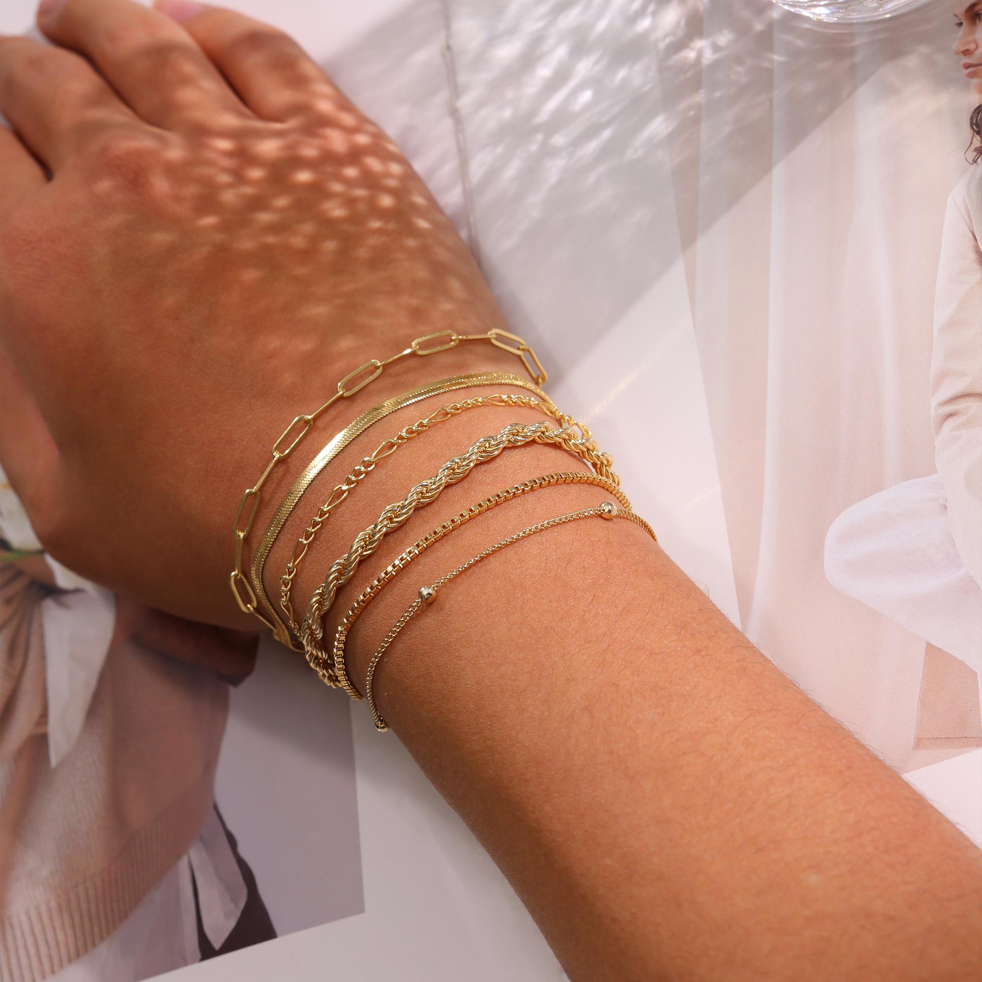 FREEKISS Gold Dainty Bracelets For Women Trendy Jewelry Set For Women Paperclip Box Herringbone Figaro Rope Chain Bracelet Fashion Pack Gifts outdoorfun Elegant Minimalist Bangle Adjustable Minimalist Bangle bracelet stack summerwins FREEKISS Gold Dainty Bracelets For Women Trendy Jewelry Set For Women Paperclip Box Herringbone Figaro Rope Chain Bracelet Fashion Pack Gifts outdoorfun Elegant Minimalist Bangle Adjustable Minimalist Bangle bracelet stack summerwins