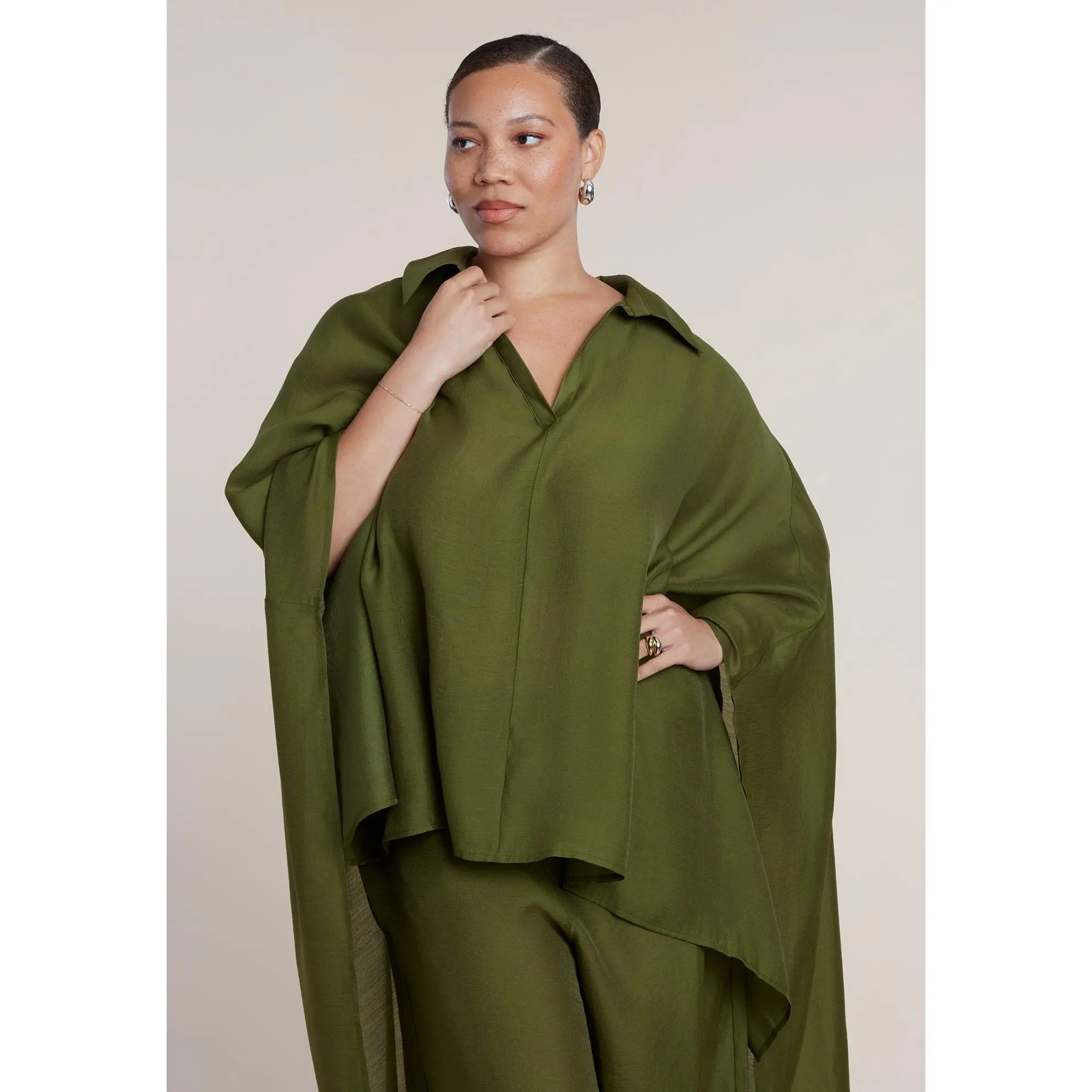 ELOQUII Women's Plus Size Semi-Sheer Kaftan Top