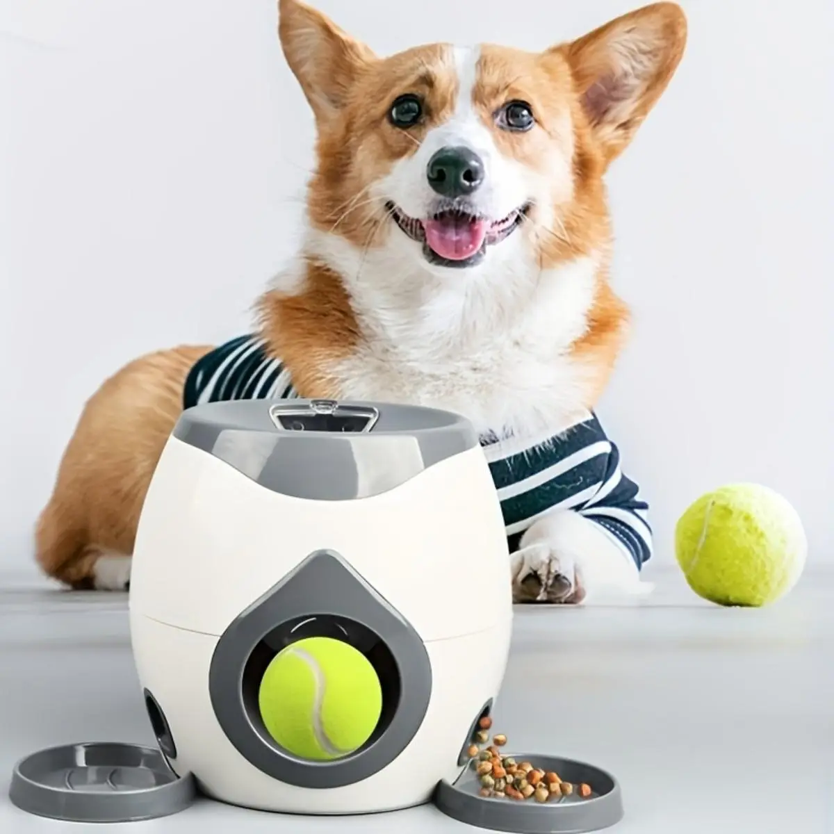 Interactive Dog Ball Launcher Toy with 2 Balls, Pet Food Reward Toy, Dog Training & Feeding Toy, Fun & Challenging Pet Toy for Indoor & Outdoor Use