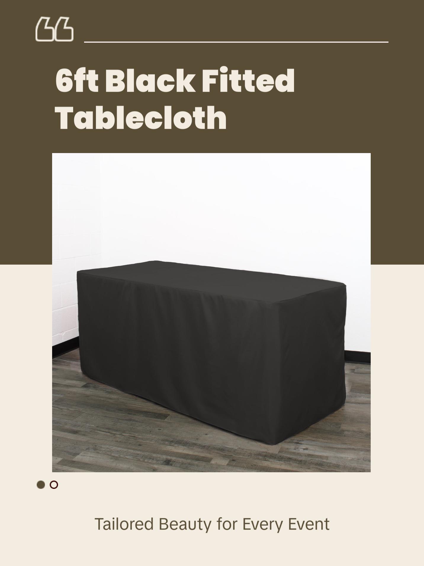 6 ft Rectangular Fitted Polyester Tablecloth Black