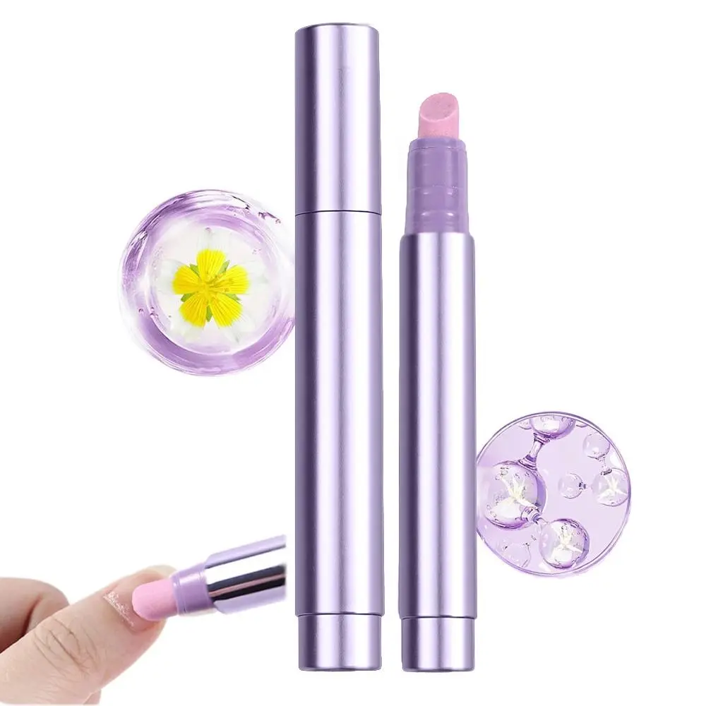 1Pc 3 in 1 Essence  Ceramic Pen Repair Nail Cuticles  Purple Manicure Care Dead Skin Pushing Anti-barb Nourishing  Nursing Stick