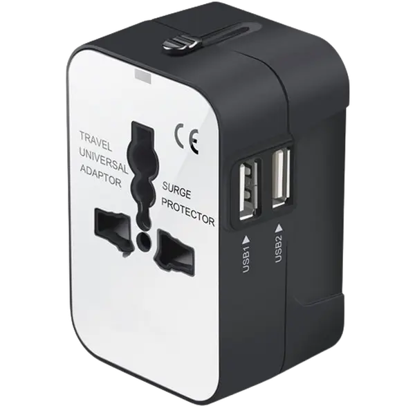 Universal Travel Adapter Fast Charger, All in One Plug Adapter With 2 USB-C PD20W GaN Worldwide Power Adapter International Wall Charger Foldable Plug