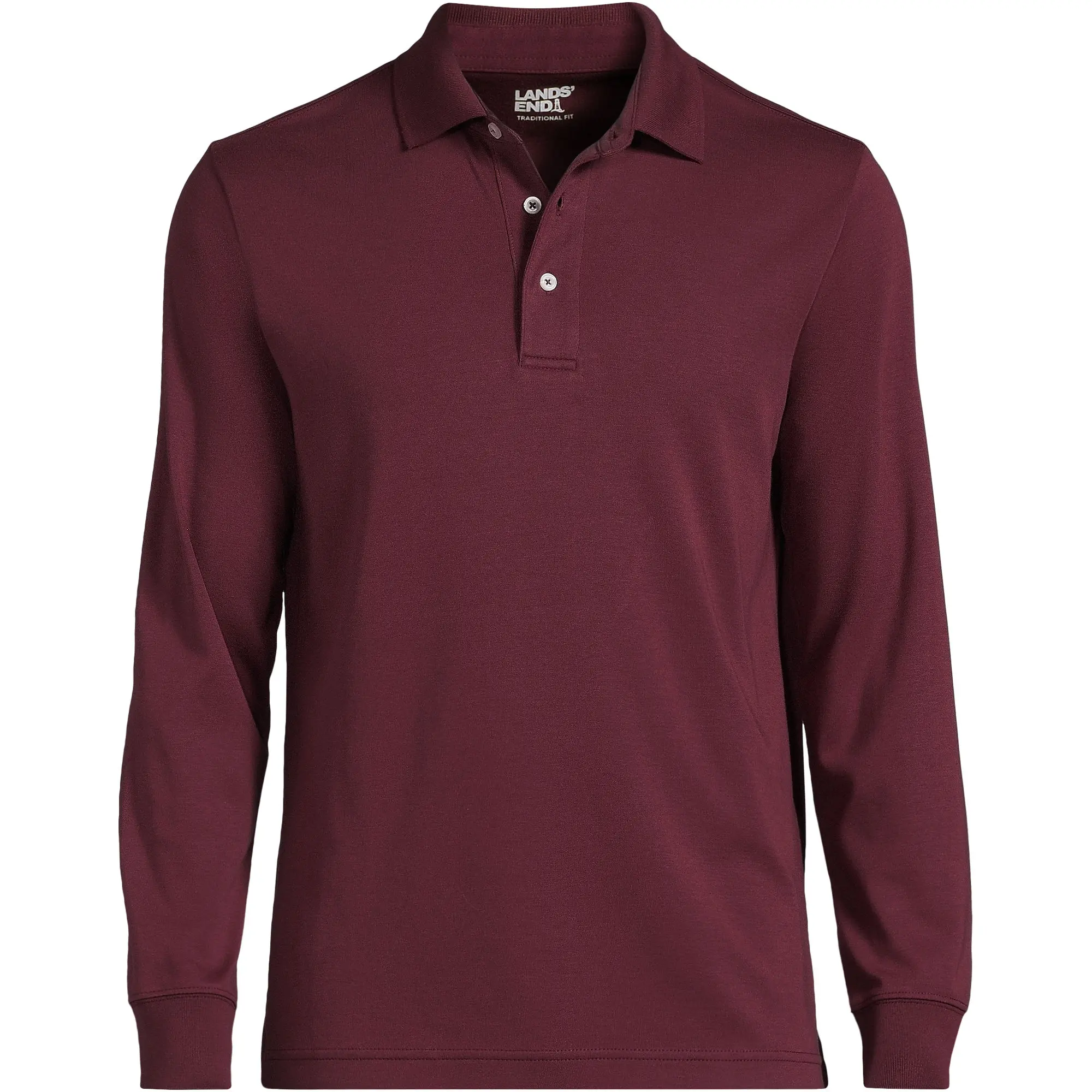 Lands' End Mens Size L/T Long Sleeve Cotton Supima Rich Burgundy Polo Shirt Regular/Tall 432097 \ 434140\T