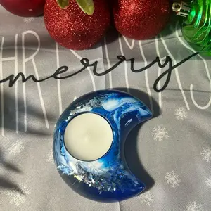 Blue and White Moon Candle Holder - Perfect for Home Decor