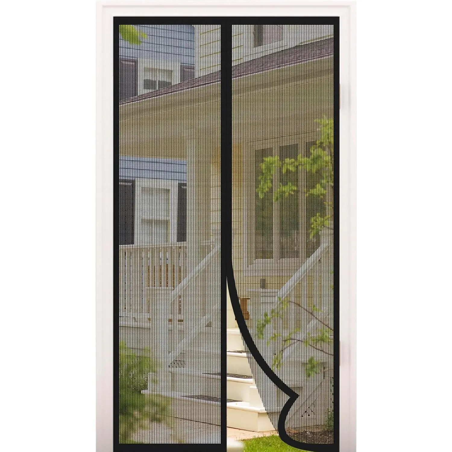 Magnetic Screen Door - Fits Door Sizes 34" x 82", Self Sealing Hands Free Mesh Partition, Upgraded Polyester with Heavy Duty Strong Magnets, for Sliding Glass Patio/French Doors