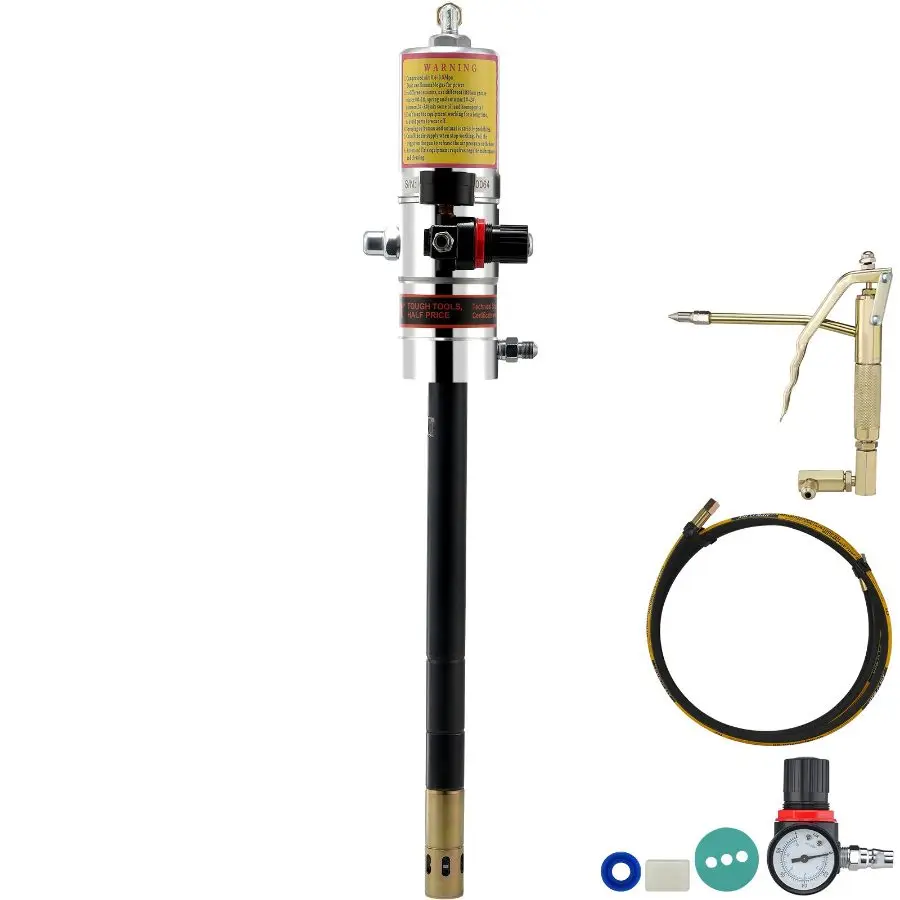 fathersdaygift VEVOR Grease Pump, 50: 1 Pressure Ratio Air Operated Grease Pump with 13 ft High Pressure Hose and Grease Gun, Pneumatic Grease Pump, Portable Lubrication Grease Pump with 360 Swivel Grease Gun Head