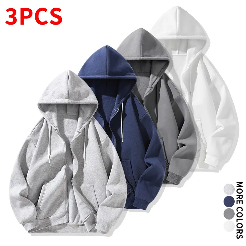Clean version soft and supple basic zip-up hoodie three-piece set. Skin-friendly, breathable fabric. Suitable for post-meal walks, short trips, and everyday outerwear.
