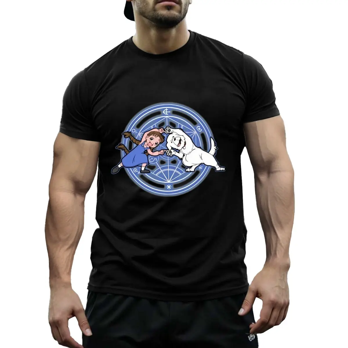 Men's 180g Cotton Fullmetal Alchemist Printed Casual Round Neck Shortsleeve Top, Menswear Funny Graphic T-Shirt