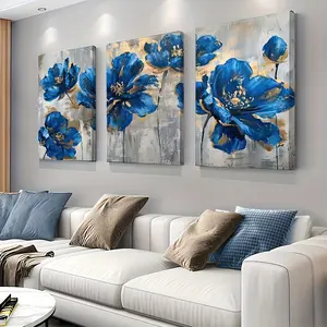 Floral Pattern Wooden Frame Canvas Painting, 3-Piece Modern Art Wall Decoration Set, Indoor Wall Decorations, Suitable for Living Room Bedroom Office, Art Design Decoration Poster Print