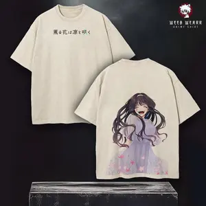 Vintage Washed Waguri Kaoruko Tee – Fragrant Flower Blooms with Dignity Anime Oversized T-Shirt, Girl Manga Graphic Streetwear Top