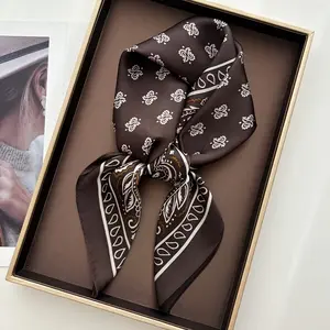 2026 New Vintage Paisley Pattern Scarf, Smooth Transparent Texture, Tibetan Blue and Coffee Color Options, Suitable for All Seasons
